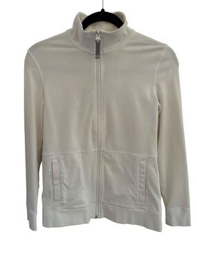 Talbots Cream Zip-Front Bomber Jacket Woman’s Size SP
